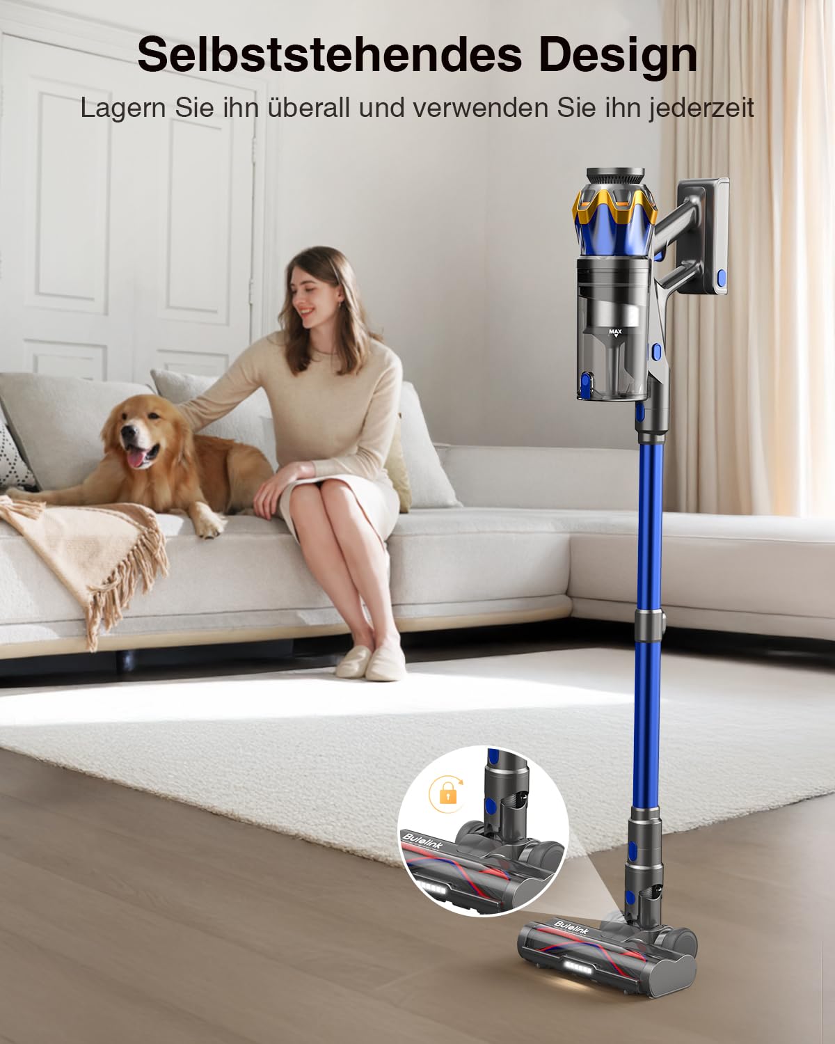 Akku-Staubsauger 45.000 Pa – kabellos, 65 Min, Display, Anti-Haar, 1,6 L, für Tierhaare & Böden